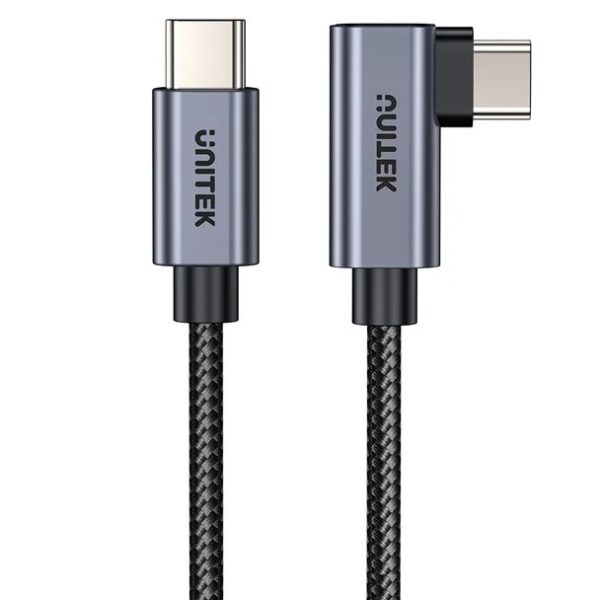 Cable Unitek USB-C a USB-C 90 grados PD 100w 1m