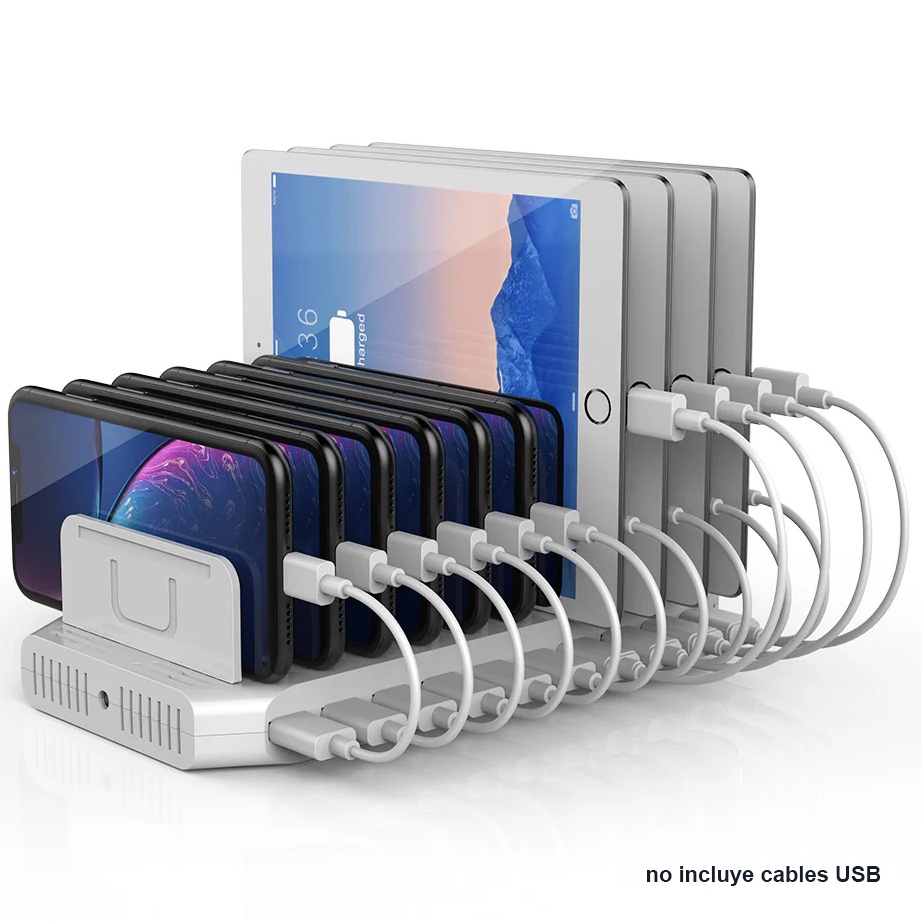 913c8cafa0935e301c7a7210e578a0315abc49e2be0b7d8c.jpg Estación de carga USB Unitek 10 puertos QC 3.0 96W - Imagen 1