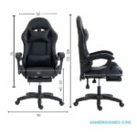 Silla Gamer ergonómica con masajes y apoyapies negra - Imagen 2