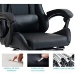 Silla Gamer ergonómica con masajes y apoyapies negra - Imagen 3